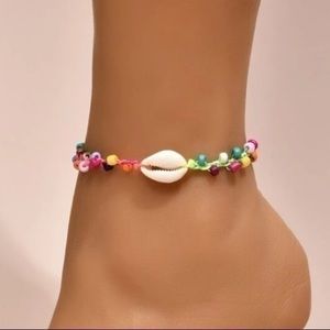 Colorful Beaded Anklet Sea Shell